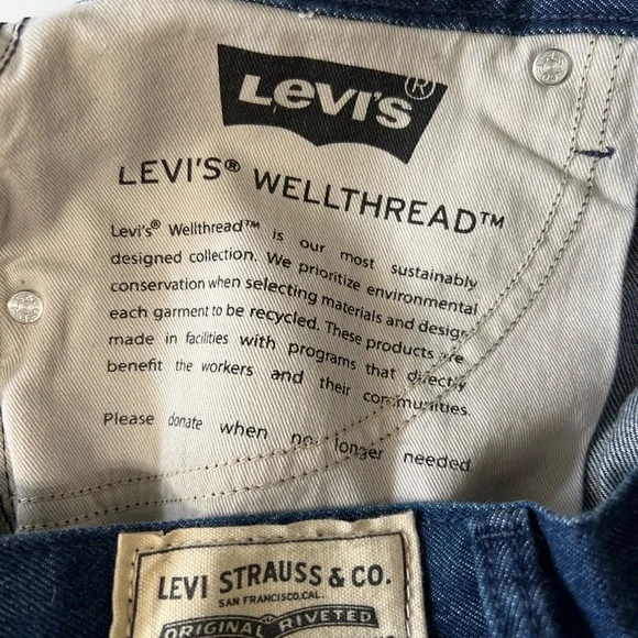 Levi's 31x29 70s High Slim Straight Wellthread Cotton Jeans Indigo Blue - Picture 5 of 7
